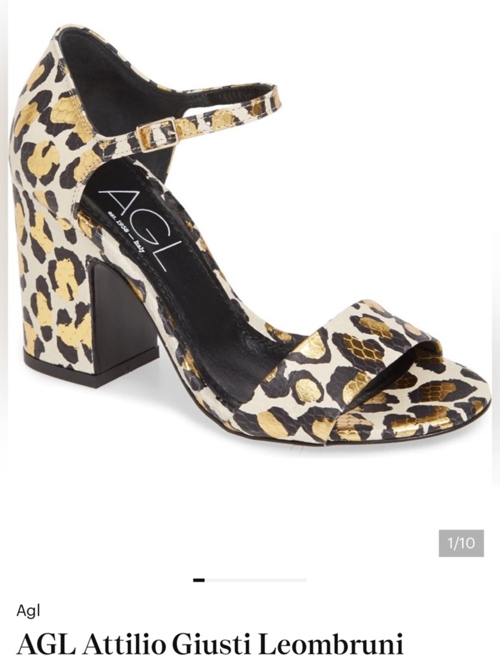 AGL Leopard-Print Sandals with Gold Accents